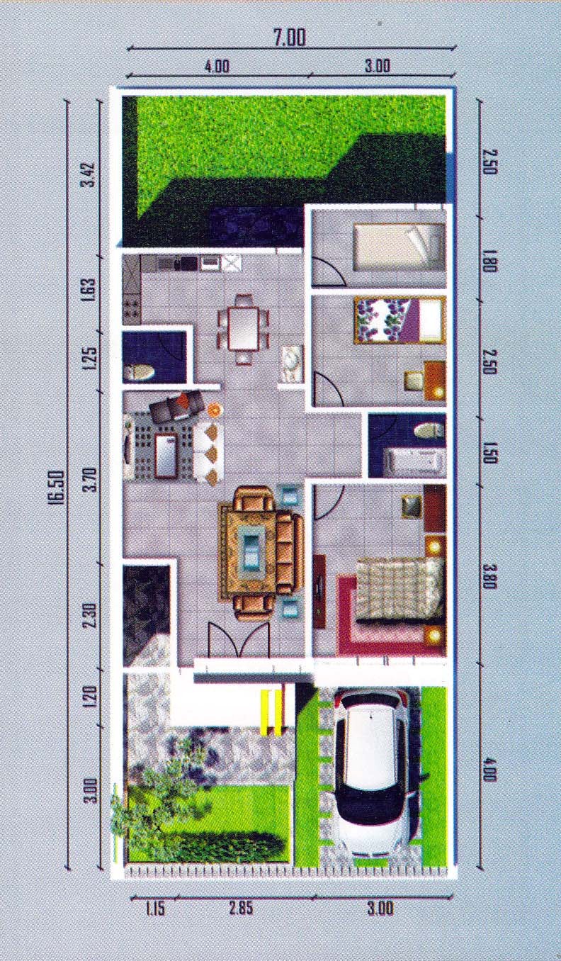 Contoh Denah Rumah Ukuran 7x12 Satu Lantai Minimalis Yang Menarik