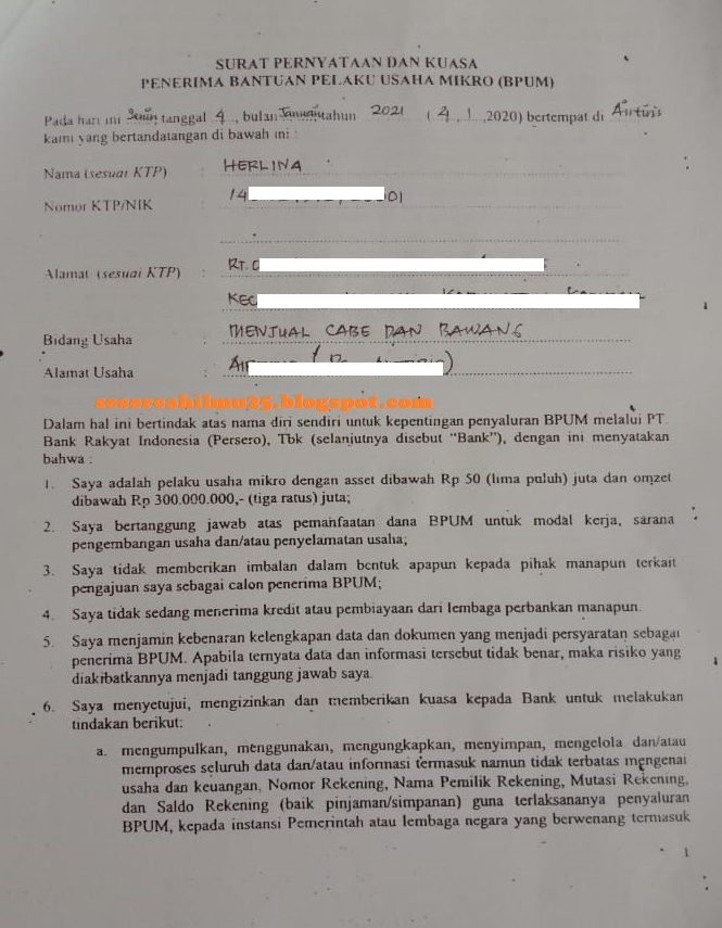 Download Format Surat Pernyataan Pencairan Umkm Di Bank Bri Terbaru Secercah Ilmu