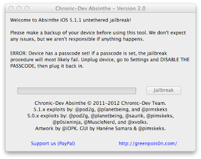 Greenpoison Absinthe 2.0.4 iOS 5.1.1 Untethered Jailbreak