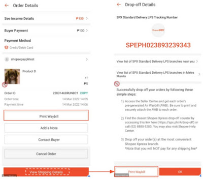 Print Air Waybill via Shopee app (Android) - Step 1 alternative