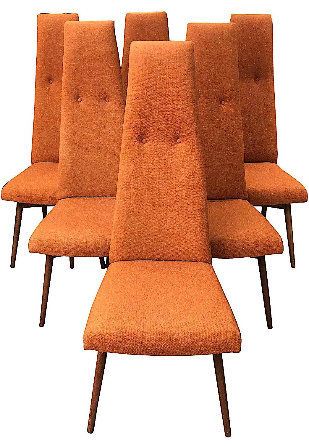Adrian Pearsall orange chairs 1960s, a color photograph