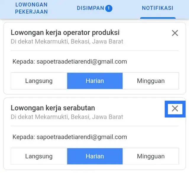 Notifikasi Lowongan Kerja-kilaskerja.com