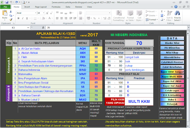 APLIKASI RAPOT MI KURIKULUM 2013 REVISI 2017