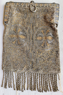 antique beaded purse with twisted bead fringe