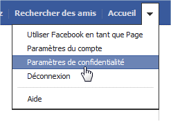 Facebook - menu - accès aux paramètres de confidentialité