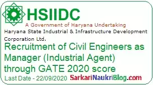 HSDIIC Civil Engineer as Manager Recruitment 2020