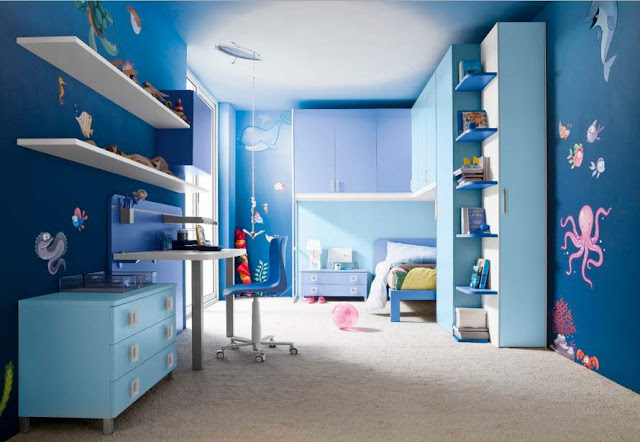 Kamar Tidur Anak Perempuan Minimalis Warna Biru