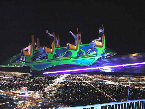 stratosphere roller coaster. roller coaster track,