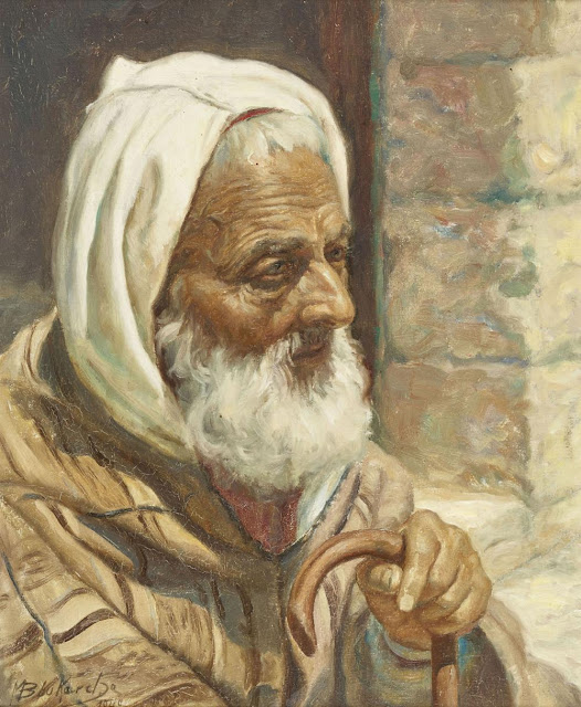 Portrait d'un oriental avec canne. 1949 par Miloud Boukerche
