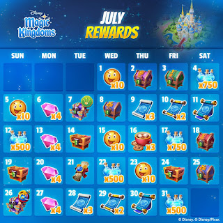 July 2020 Disney Magic Kingdoms Calendar Rewards