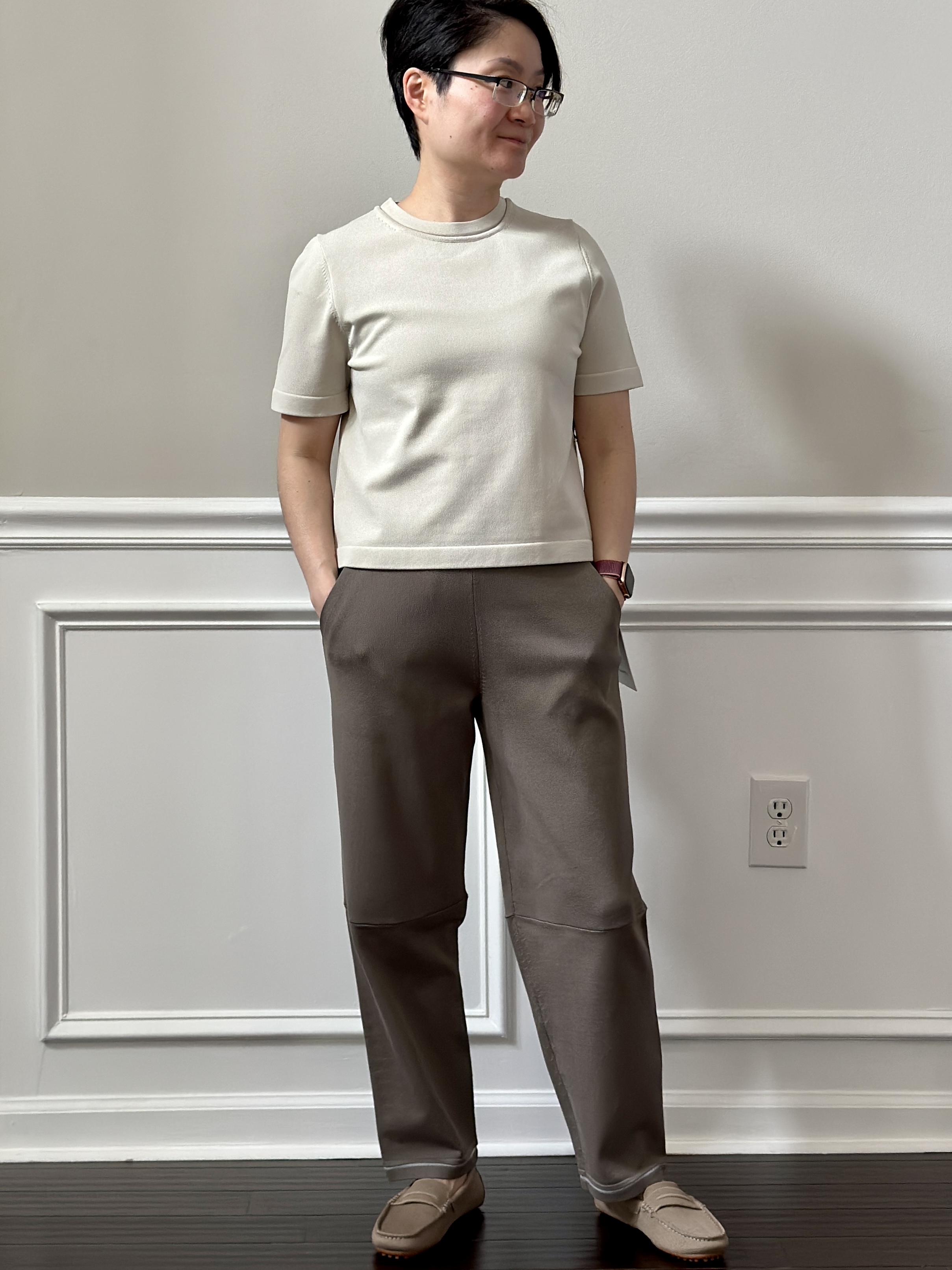 Fit Review! Boxy Knit T-Shirt and Relaxed-Fit High-Rise Knit Cropped Pants  24