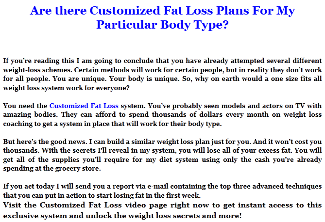 Customized Fat Loss