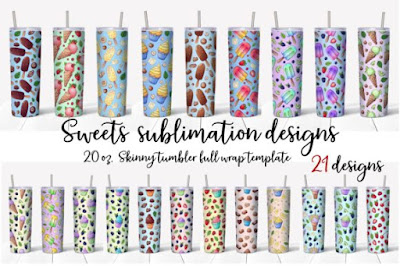 Sweets Sublimation Design. Skinny Tumble