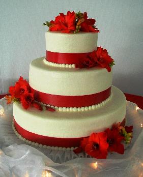 Red And White Fountain Wedding Cakes