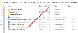 Direktori pengaturan template ms. word