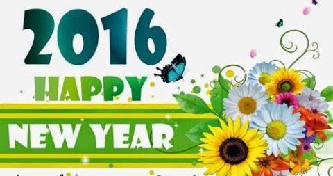 2016 Happy New year with beautiful flowers in the background
