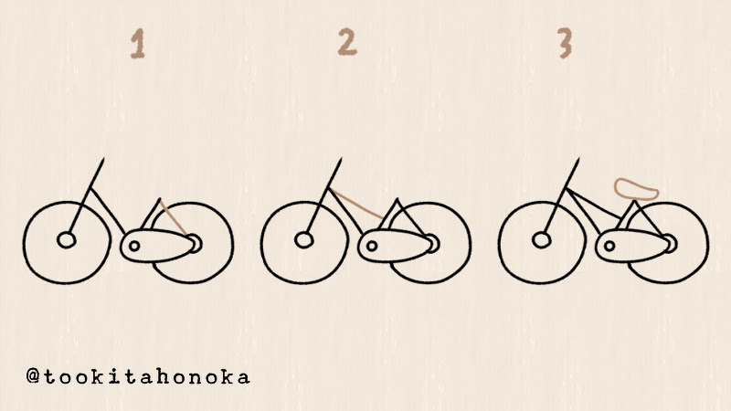 自転車のイラストの簡単かわいい描き方 手書き ボールペン 手帳用 How To Draw Easy Bicycle 遠北ほのかのイラストサイト