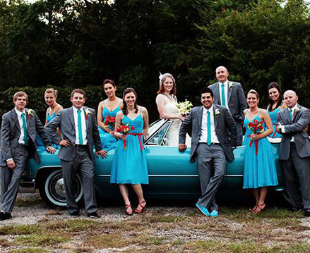 red and aqua wedding