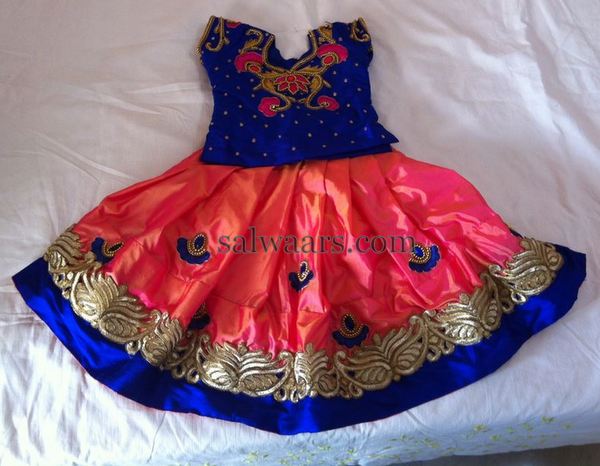 Peach and Blue Heavy Lehenga