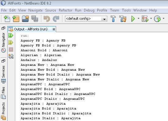 Cara Menampilkan Semua Nama Fonts Beserta Familynya Dengan Java