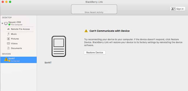 BlackBerry Link cannot communicate with device - FIXED