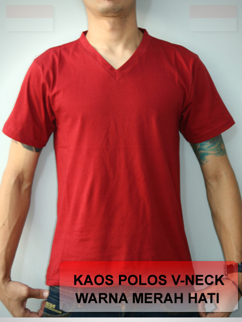 Kaos Polos V neck Merah Hati « Kaos Polos Kece Murah