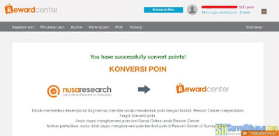 Proses konversi poin Nusaresearch sukses | SurveiDibayar.com