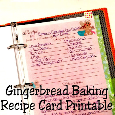 Get your recipes organized and looking good for the holidays and new year.  Start with this cute gingerbread who is baking up a storm in the kitchen.  This printable recipe card is available in three different sizes to keep the fun going when you're knee deep in baking this holiday.