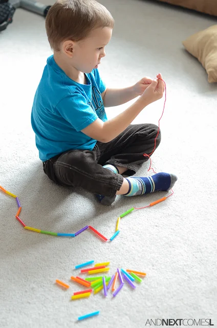 DIY skipping rope fine motor craft for kids from And Next Comes L