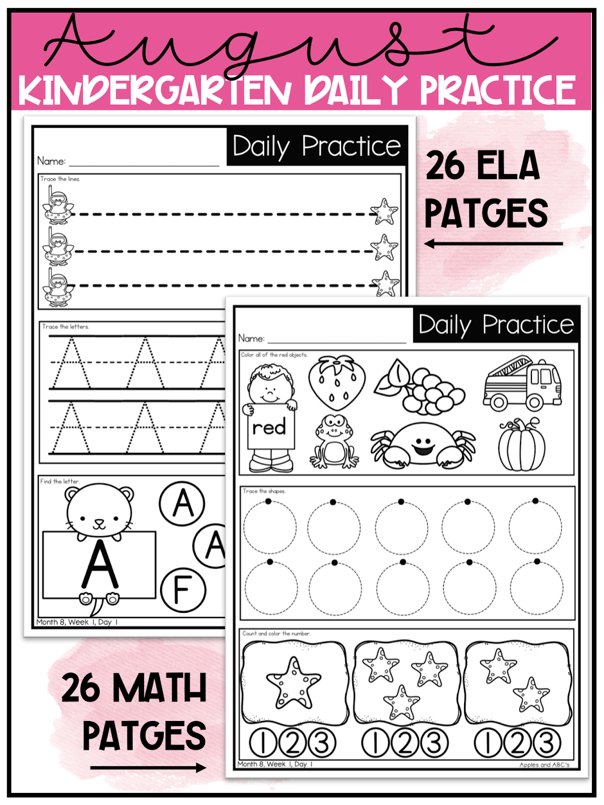 kindergarten morning work digital and paper for distance learning apples and abc s