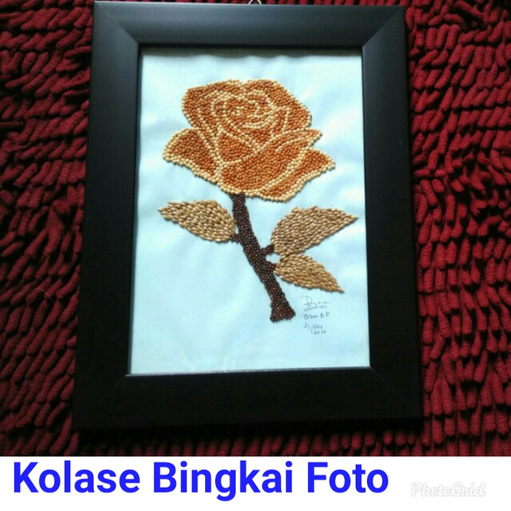 Cara Membuat Kolase Bingkai Foto Untuk Hiasan  Dari Biji  