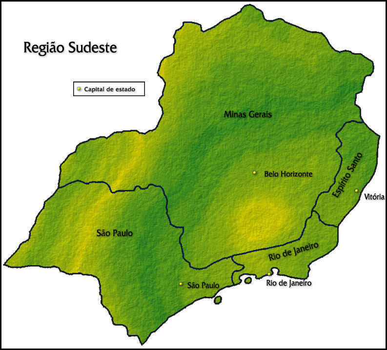 mapa do brasil por regioes. A região Sudeste do Brasil é