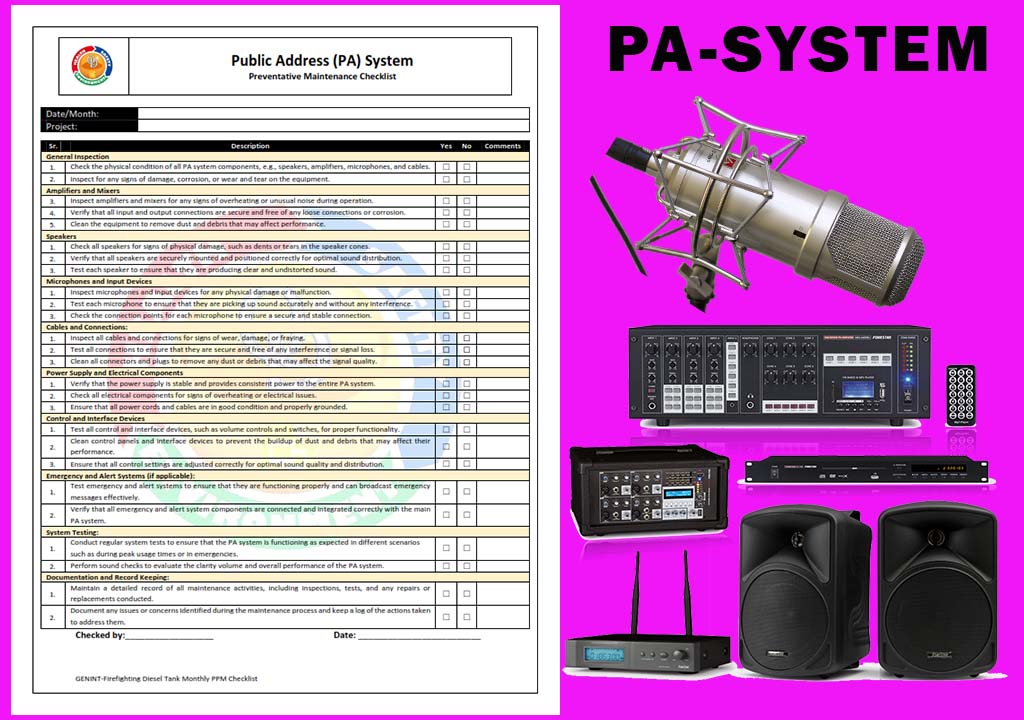 QHSE DOCUMENTS-PUBLIC ADDRESS (PA) SYSTEM PREVENTATIVE MAINTENANCE CHECKLIST