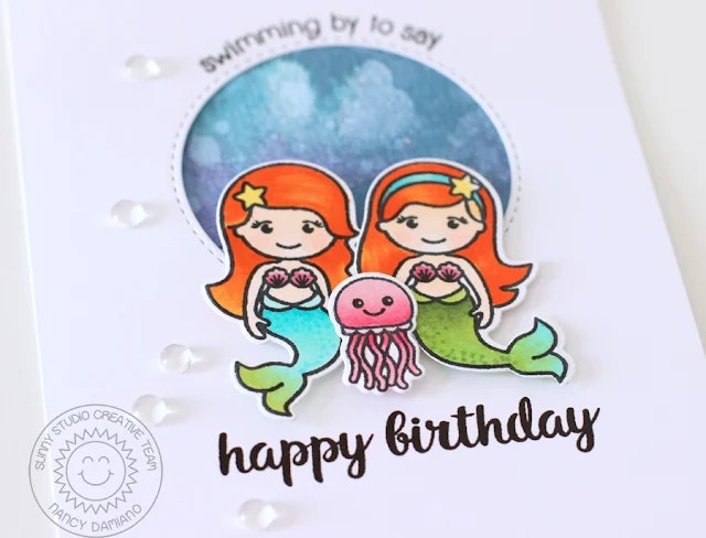 Sunny Studio Stamps: Magical Mermaids Under The Sea Themed Birthday Card by Nancy Damiano