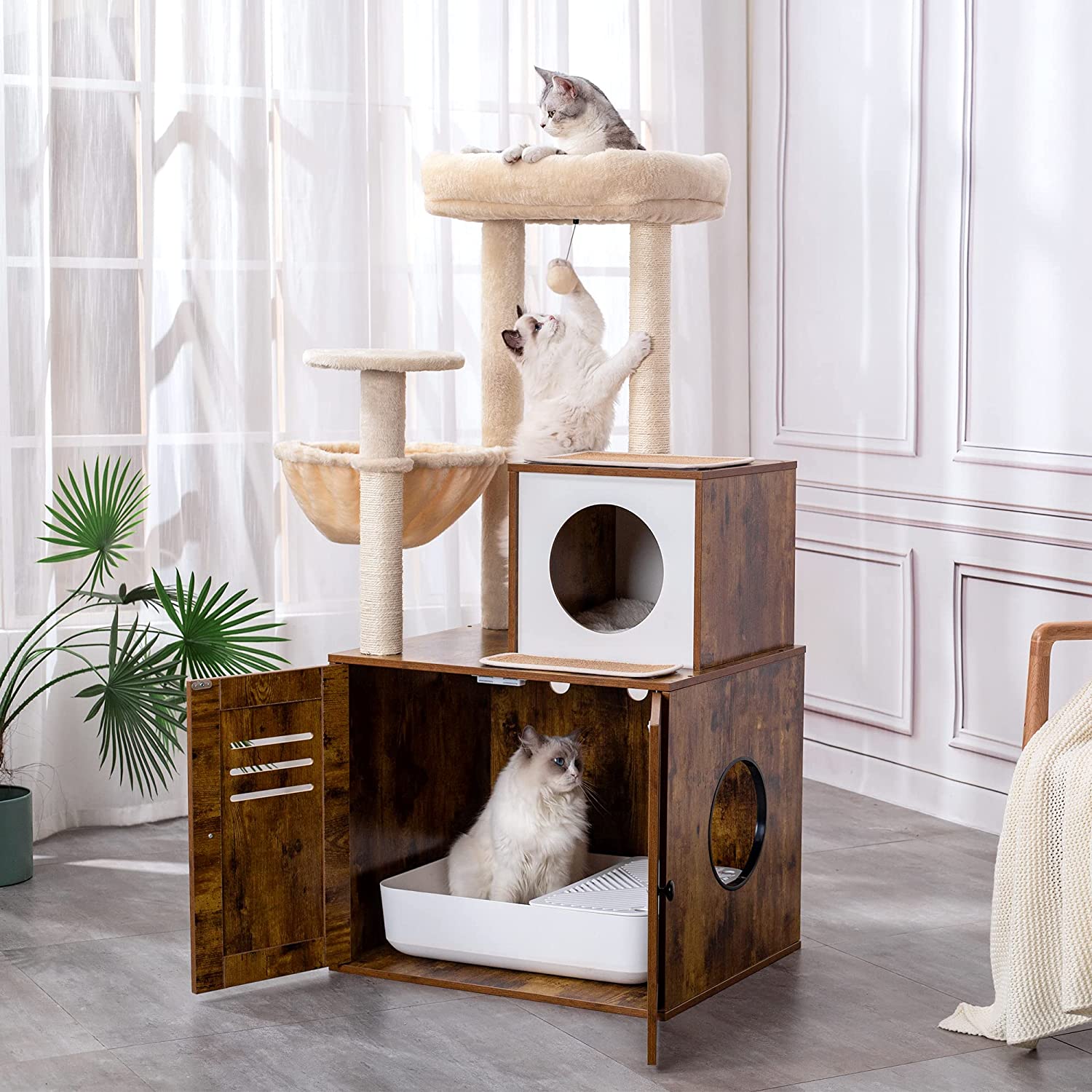 Large Cat Tree with Cat Litter Box