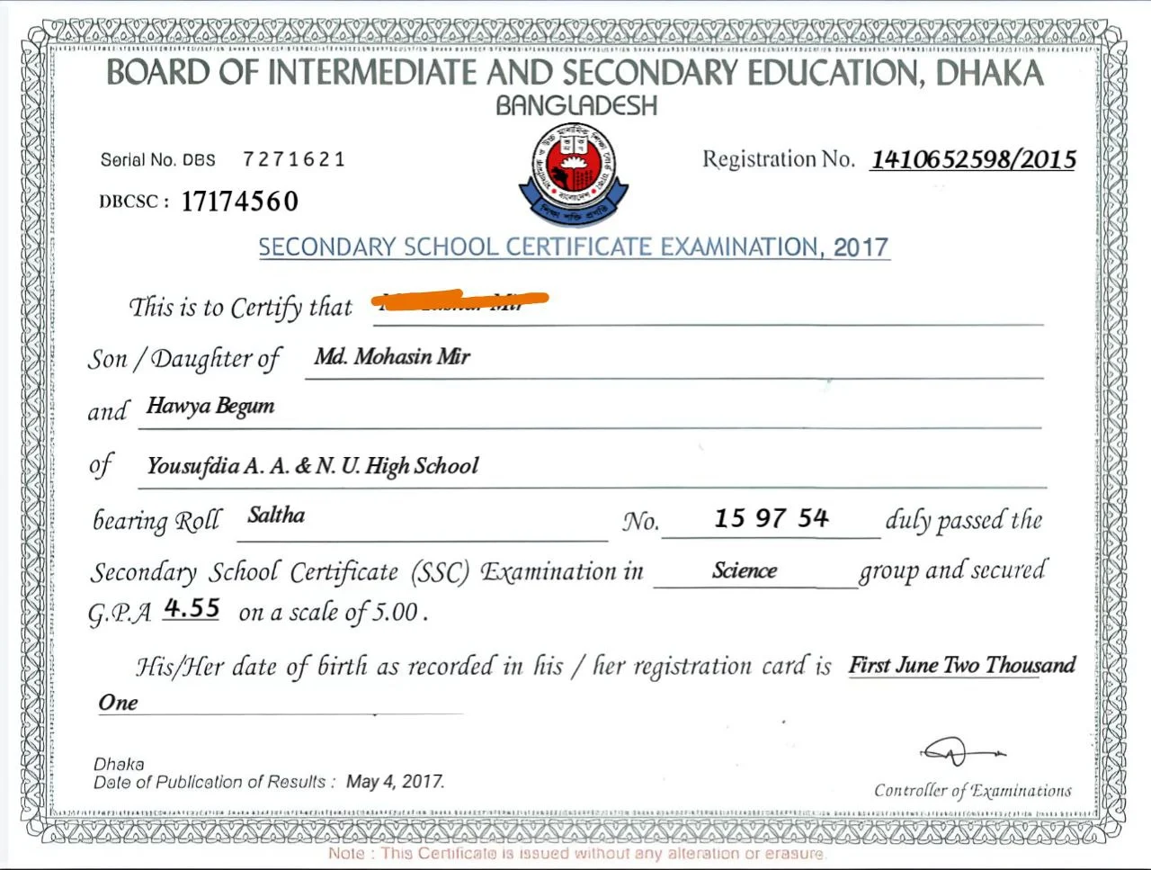 SSC Certificate  PLP File Download