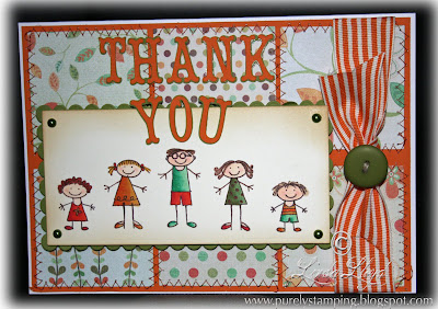 Pumpkin Pie Stampin' Up! Thank You card with Grosgrain striped ribbon