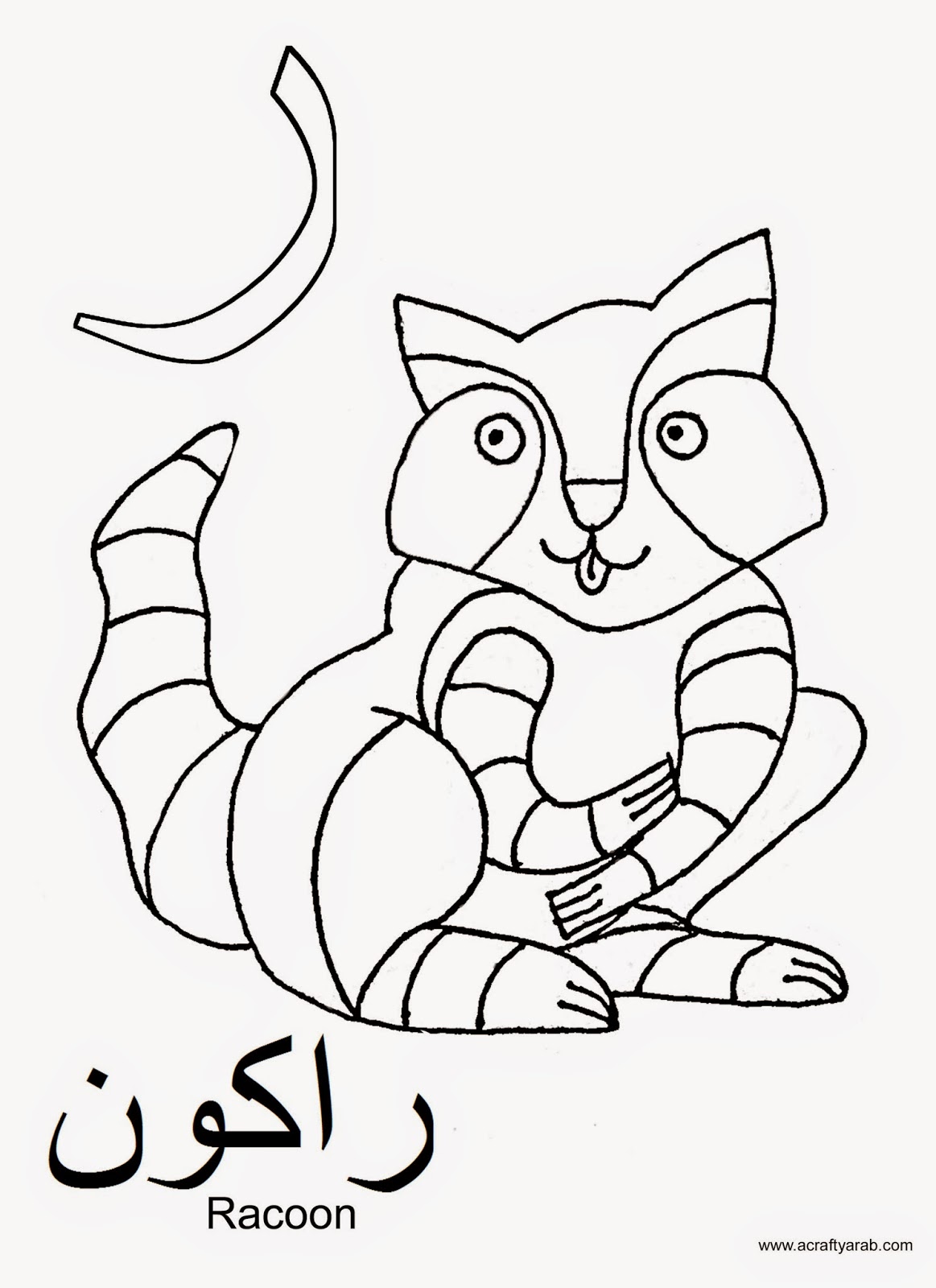 Download Arabic Alphabet coloring pages...Ra is for Racoon - A ...