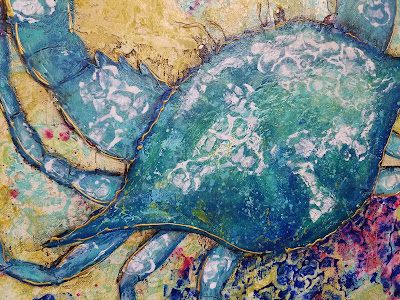 colorful coastal crab painting