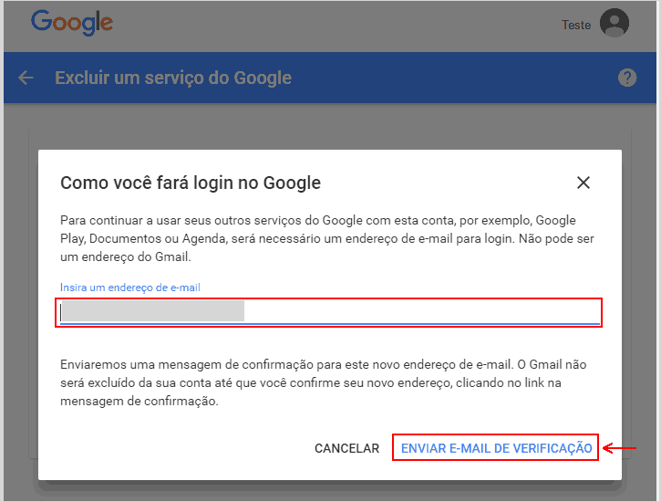 Cancelar conta Gmail