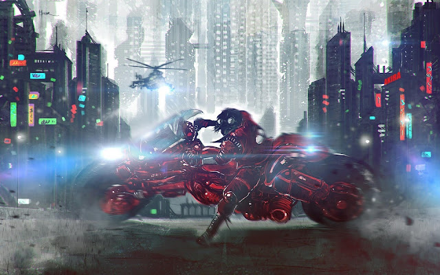   futuristic sci fi artwork motorbikes buildings cities HD Wallpaper Backgrounds Image Photo Picture d28. 