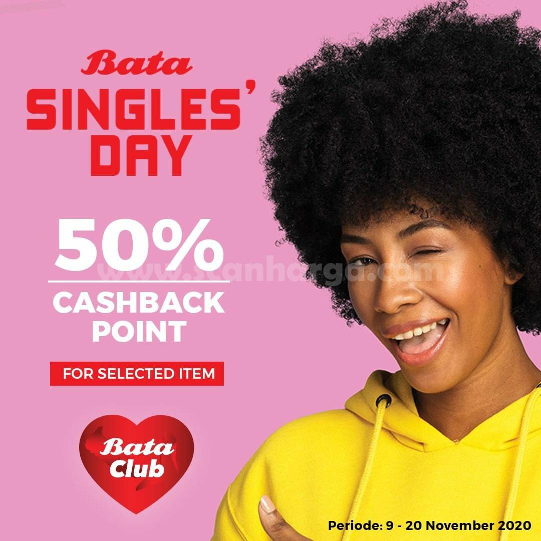 Promo BATA Single’s Day 50% Cashback point khusus Bata Club Member