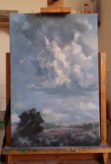 luchten, wolken, luchten schilderen, wolken schilderen, olieverf, De Holterberg