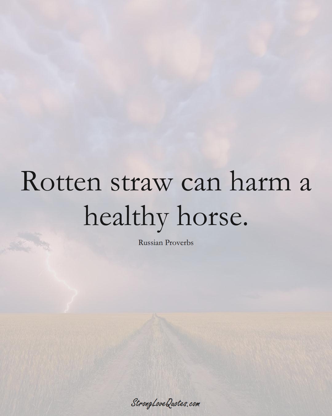 Rotten straw can harm a healthy horse. (Russian Sayings);  #AsianSayings