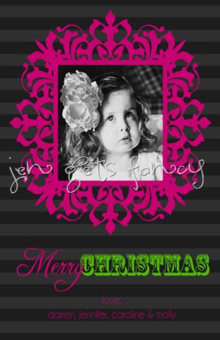 striped gray green pink square frame 1 card