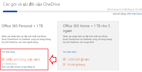 Hot - Microsoft miễn phí 1 năm Office 365 Personal + 1TB