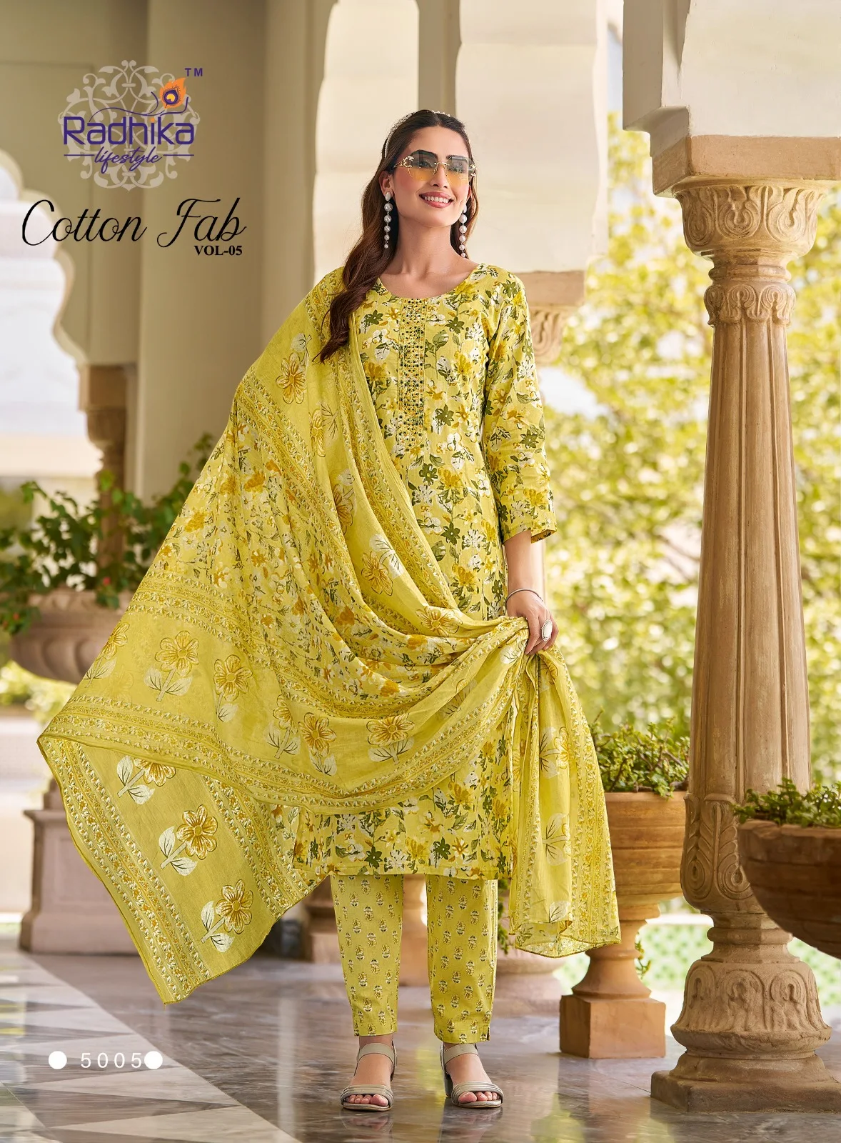 Cotton Fab Vol 5 Radhika Lifestyle Embroidery Work Readymade Pant Style Suits