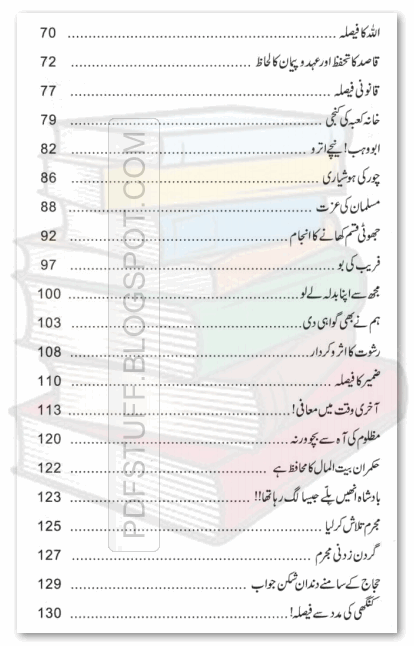 index of Sunehray faisley by Abdul Malik Mujahid urdu book