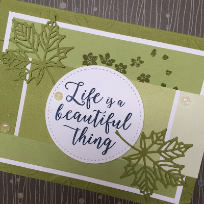 DIe used to create the detailed leaves are from the Seasonal Layers Thinlit DIes from Stampin' Up!