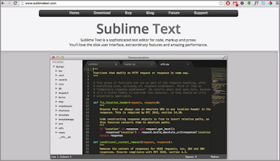 Halaman muka pada aplikasi kode editor sublime text